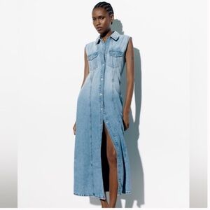 Zara Denim TRF Maxi Dress SZ S